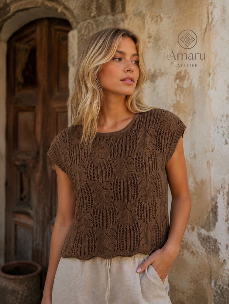 M Blusa Sta. Lucía Tipo Tejida Café Unitalla