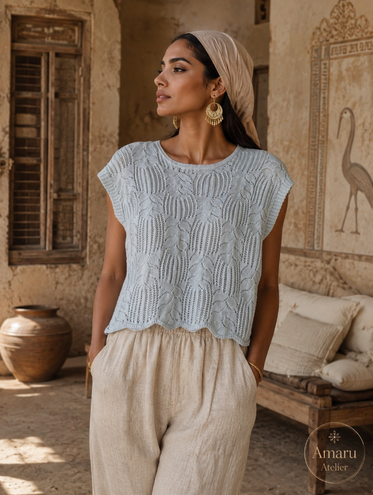 M Blusa Sta. Lucía Tipo Tejida Celeste   Unitalla
