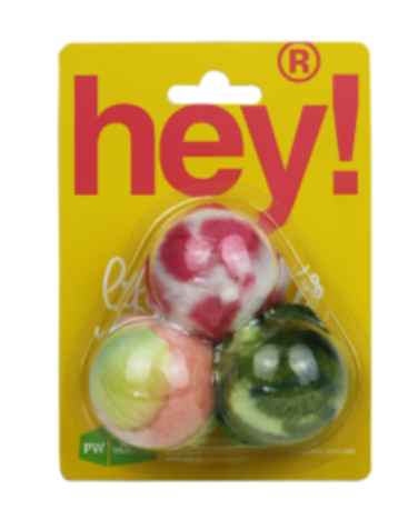 Bolas De Peluche Pata Gatos Hey! Con Sonido 4 Cm 3 Unidades