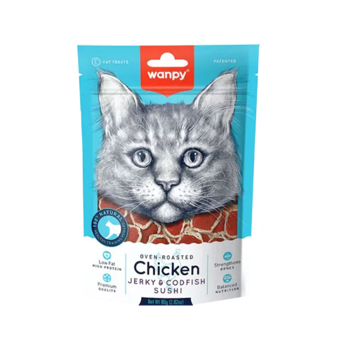 Wanpy Gato Chicken Jerky & Codfish sushi 80 g