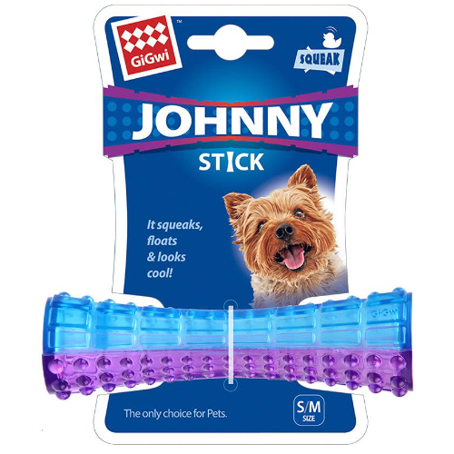Juguete GiGwi Johnny Stick Squeaker Transparente Morado Azul