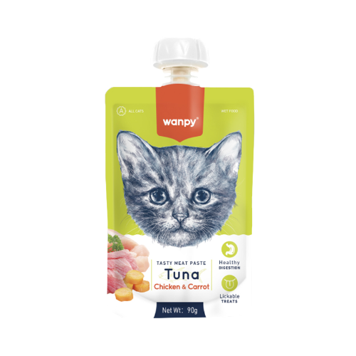 Wanpy Gatos Tasty Meat Paste Tuna, Pollo y Zanahoria 90 g