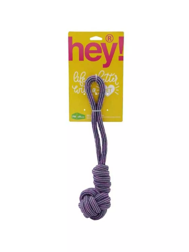 HEY! PERRO MAXI CUERDA BOLA MANILLA MORADO 38X8 CM