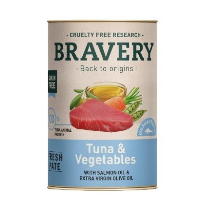 Bravery Atún y Vegetales alimento húmedo para perros 290 GR