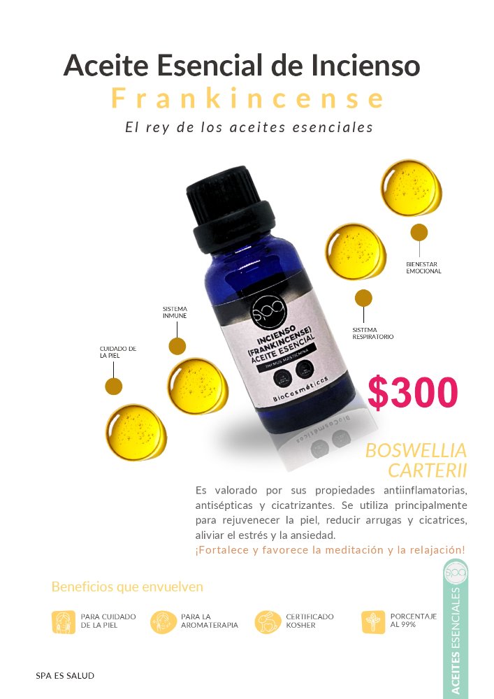 ACEITE ESCENCIA DE INCIENSO FRANKINCENSE (ANTIINFLAMATORIO/ANTISÉPTICO Y CICATRIZANTE)