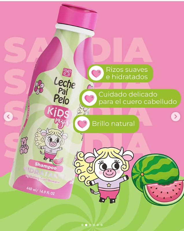 SHAMPOO HIDRATANTE KIDS RIZOS LECHE PAL PELO