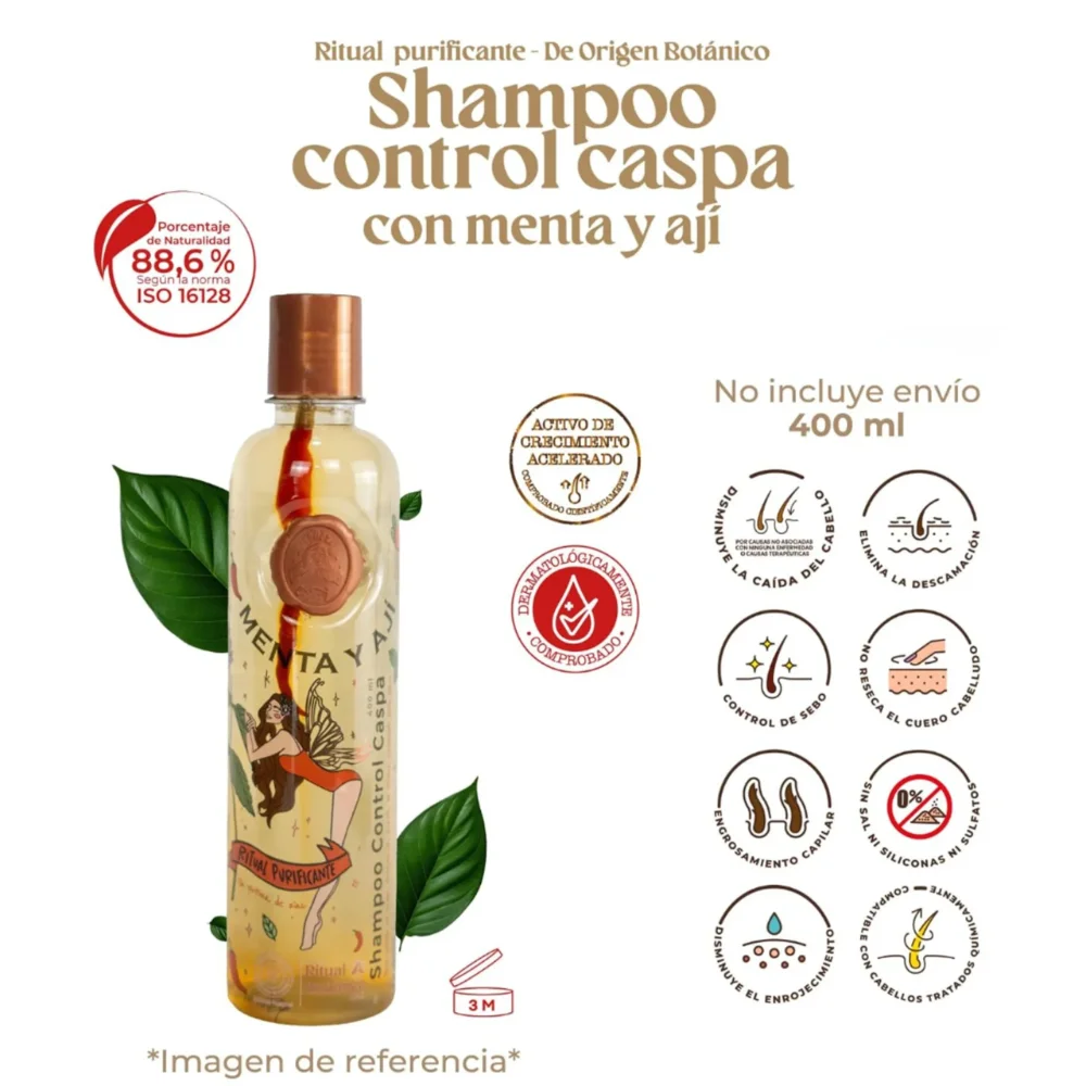 SHAMPOO CASPA MENTA Y AJI RITUAL BOTÁNICO