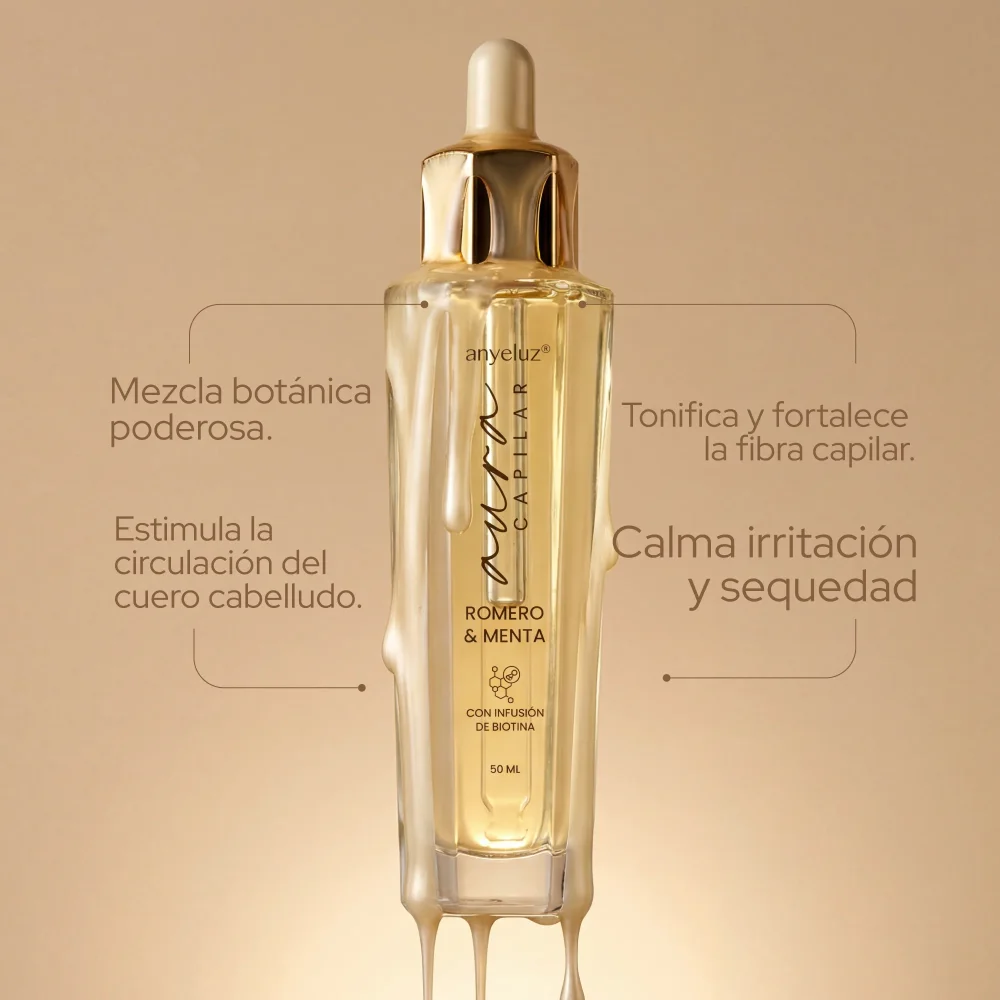 ACEITE DE ROMERO Y MENTA CON BIOTINA ANYELUZ (AURA CAPILAR)