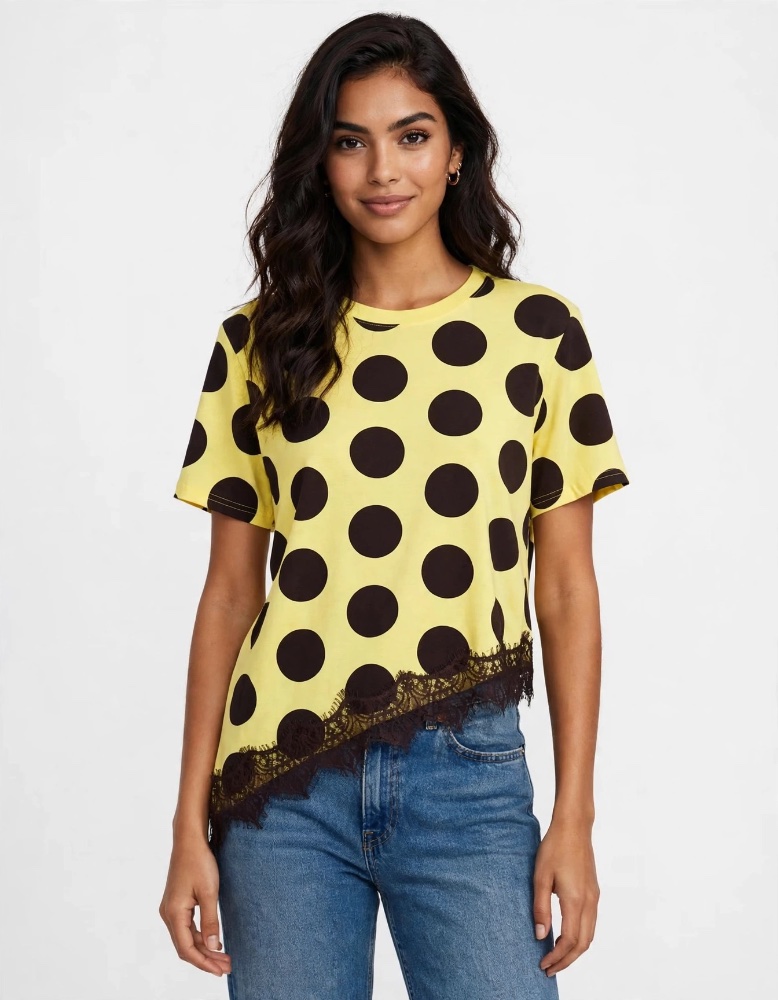 Blusa polka con randa