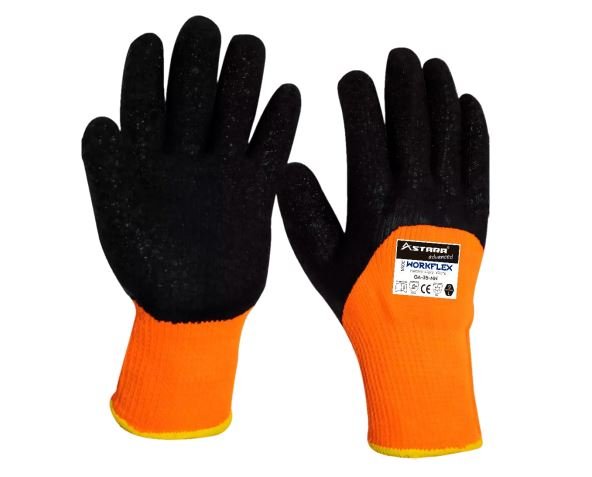 Astara guantes hilo naranja latex negro T-9