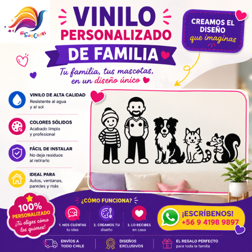 Vinilo Personalizado de Familia | Personas y Mascotas | Diseño Exclusivo