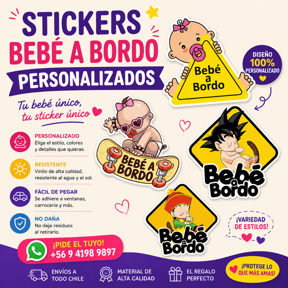 Sticker Bebé a Bordo Personalizado | Vinilo Resistente al Agua