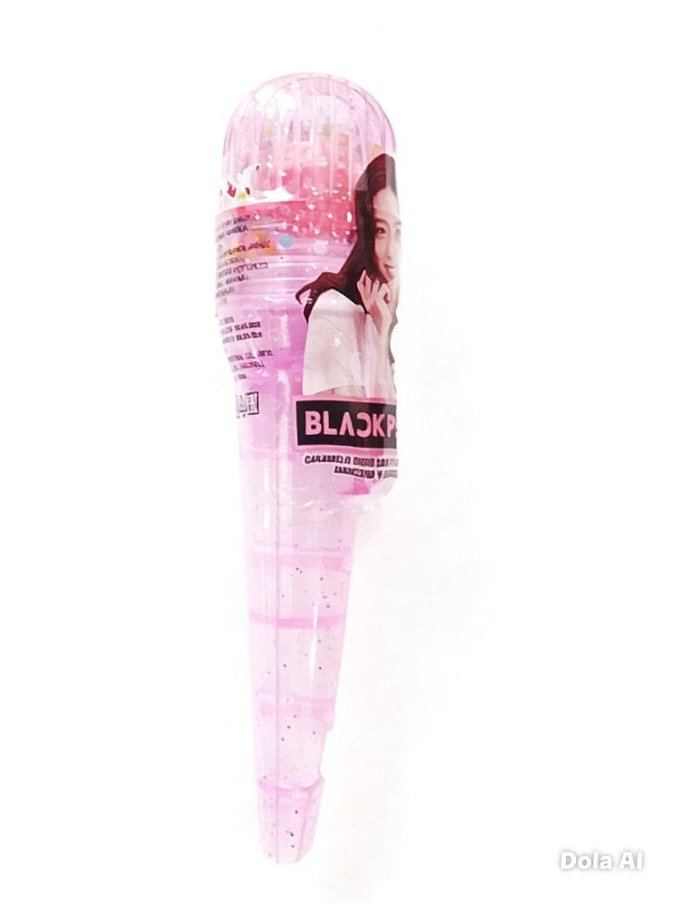 microfono black pink con gomita , silbato y luz dra loka