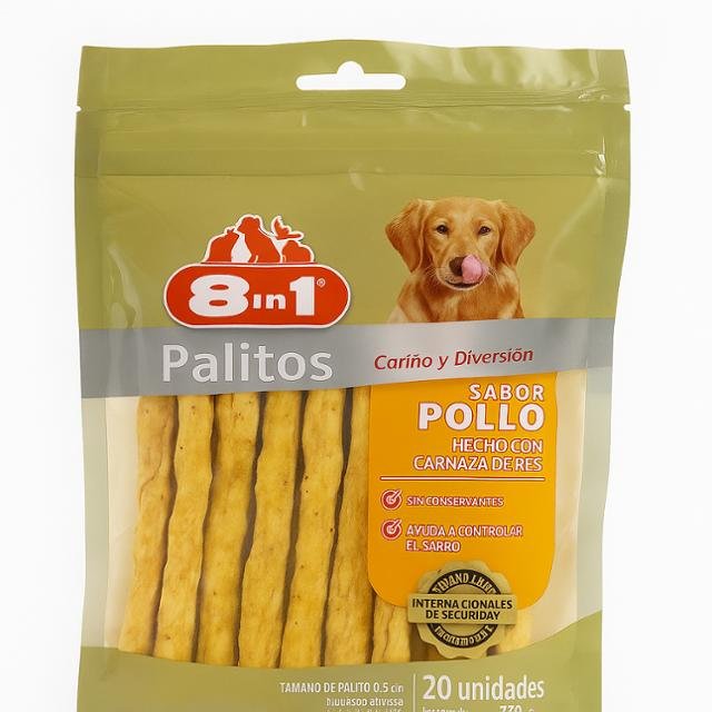 palitos para perro sabor a pollo 20uni 8 en 1