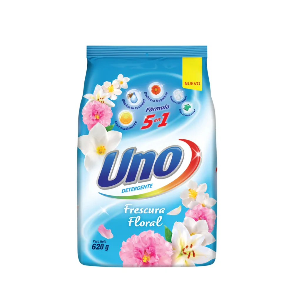 detergente uno en polvo 620g floral
