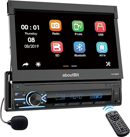 956ESTÉREO RETRÁCTIL REPRODUCTOR MP5 PARA AUTOMÓVIL DE UN SOLO DIN, PANTALLA TÁCTIL RETRÁCTIL DE 7 PULGADAS Y CÁMARA DE VISIÓN TRASERA, COMPATIBLE CON PUERTO USB, BLUETOOTH, AUX, RADIO FM/AM.