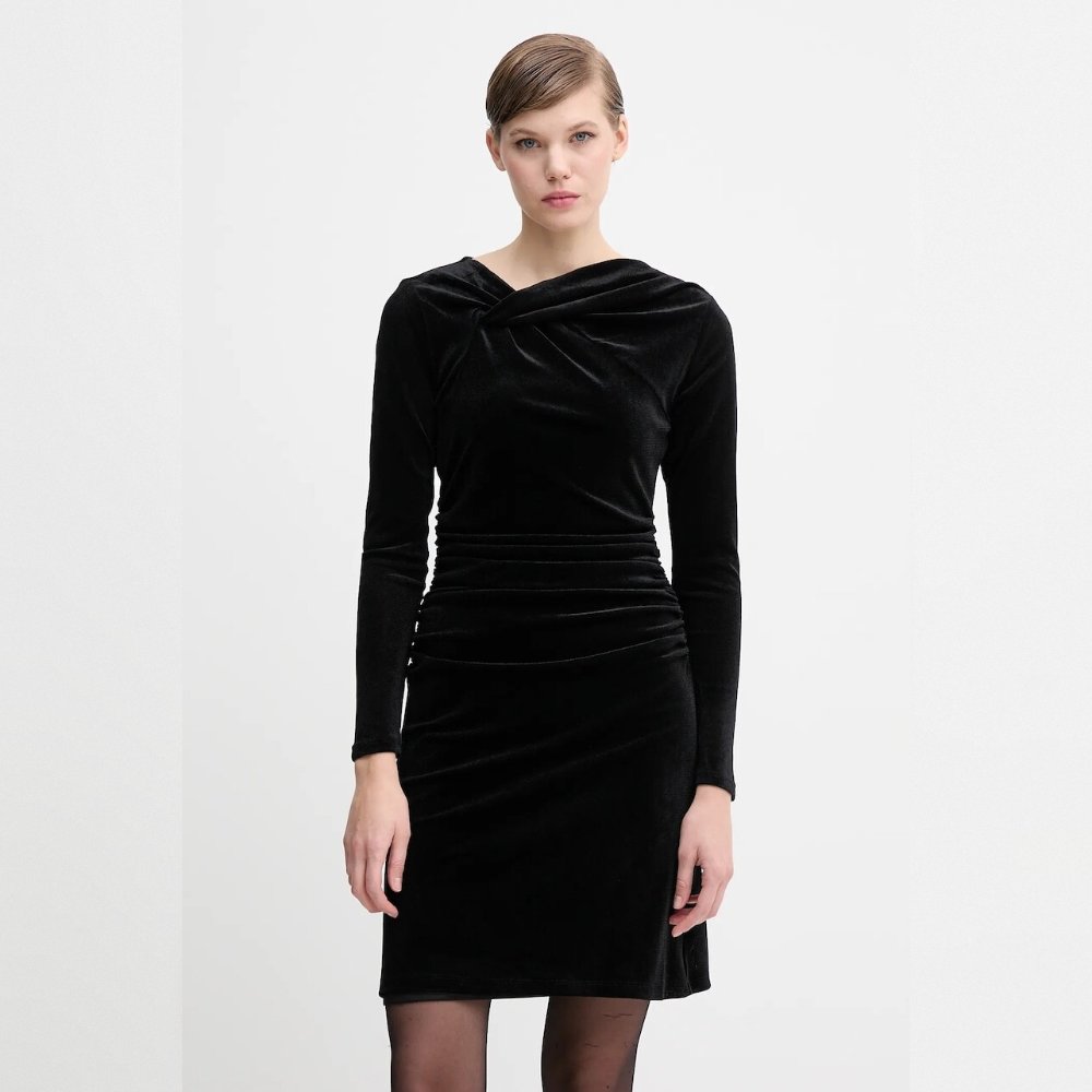 DKNY Long Sleeve Velvet Sheath Dress