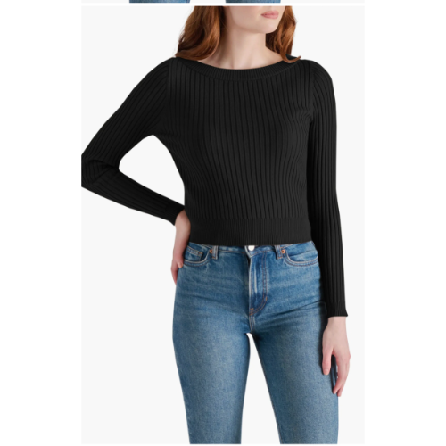 L/S SOLID RIB SWEATER in black SM M