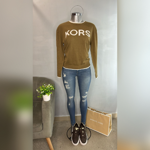 Sudadera ligera muj talla M color café marca MK
