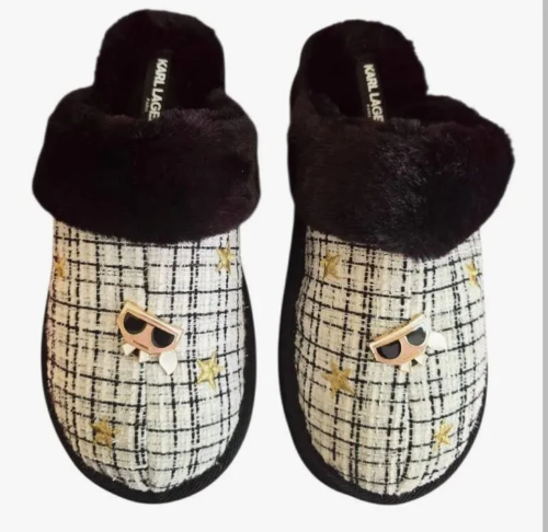 Pantuflas Karl Lagerfeld Negro c/ Blanco talla 7