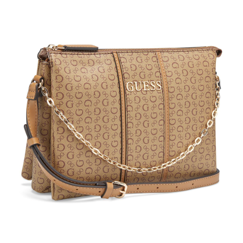 Bolsa Guess café cadena dorado