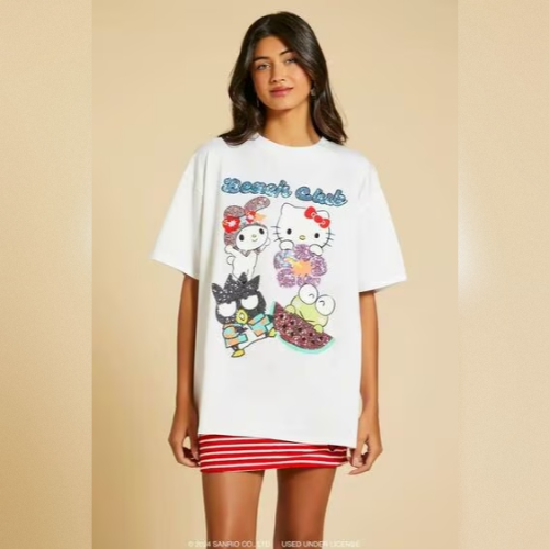 LOGO/T-SHIRT/SSLV/OVERSIZED WHITE/MULTI 1