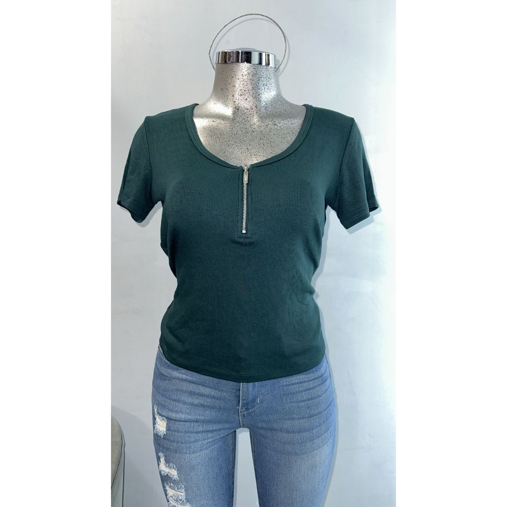 Playera verde cierre verde Guess muj xl