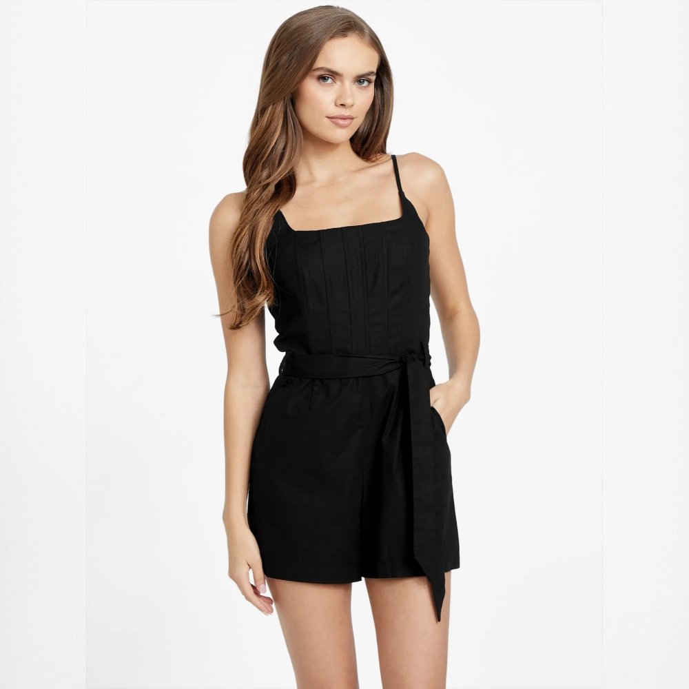 Doris Corset Romper Color: Black