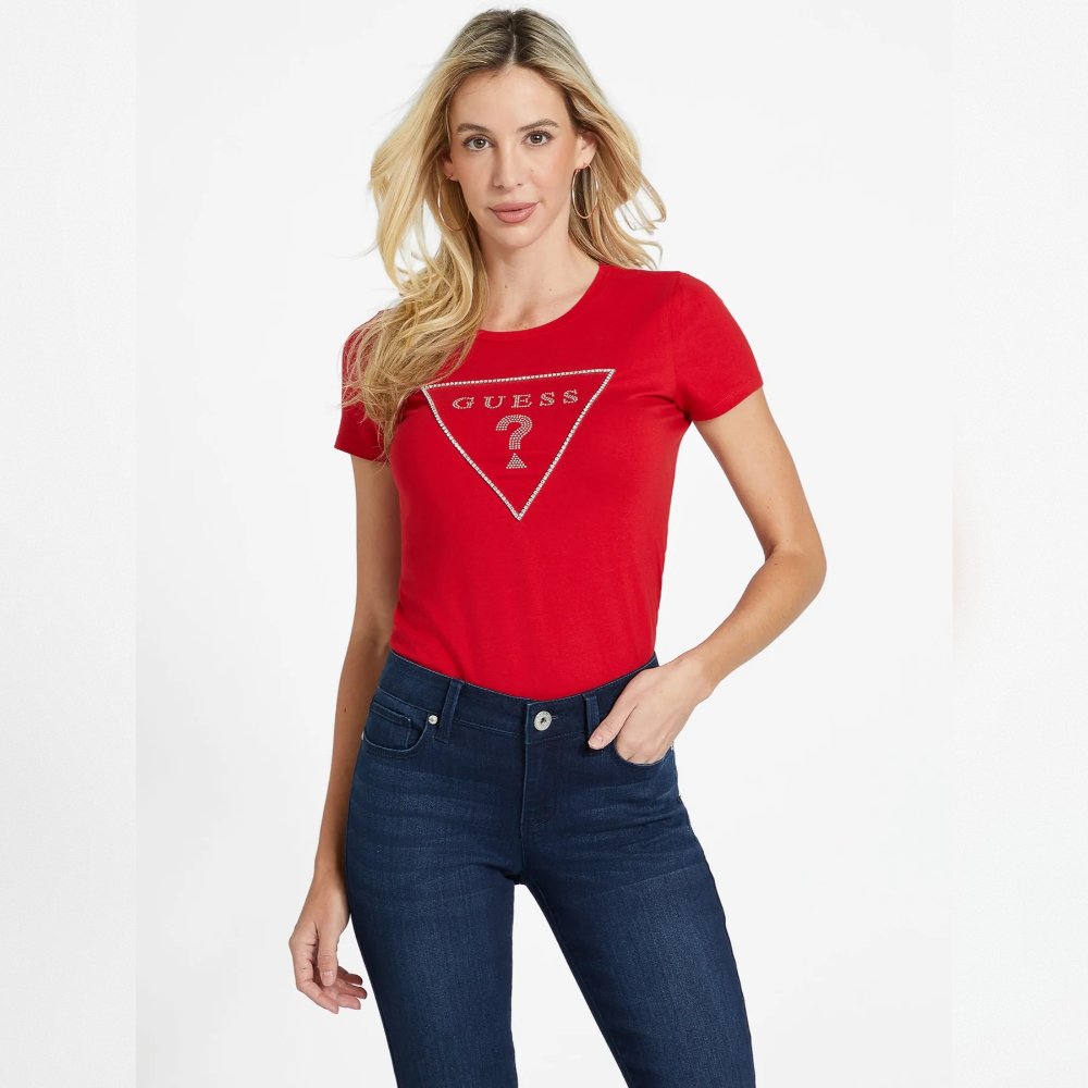 Carlee Triangle Tee Color: Rugby red Size: XL