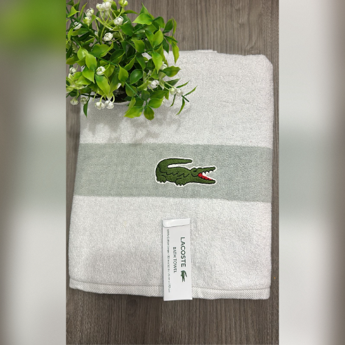 Toalla Lacoste color blanco c/ gris