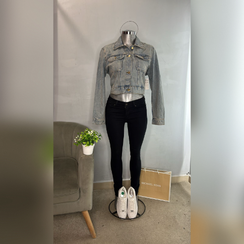 Chamarra MK Talla L color azul muj