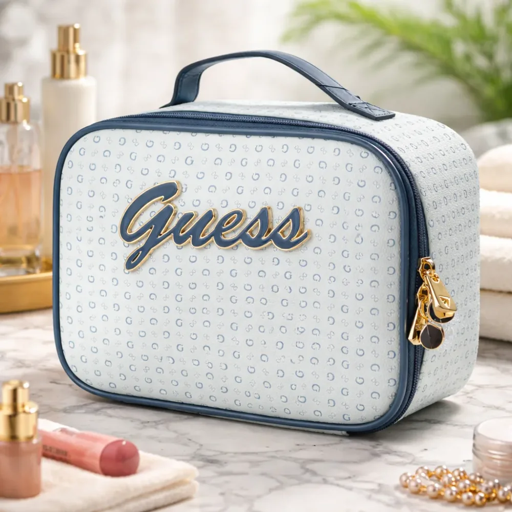 Cosmetiquera Guess azul beige