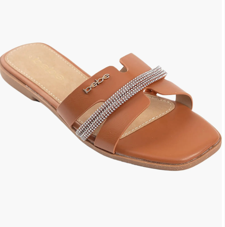 bebe Rhinestone Slide Sandal (Women)