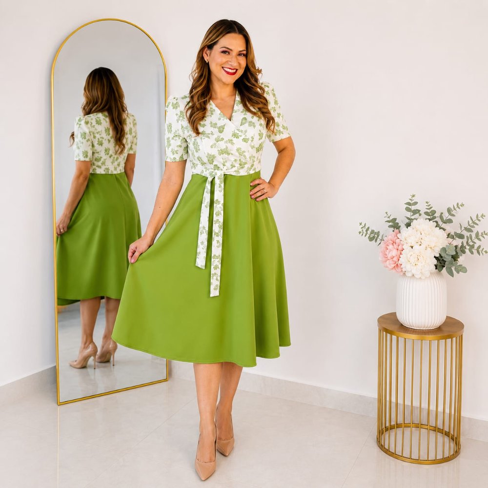 Vestido Estampado falda verde