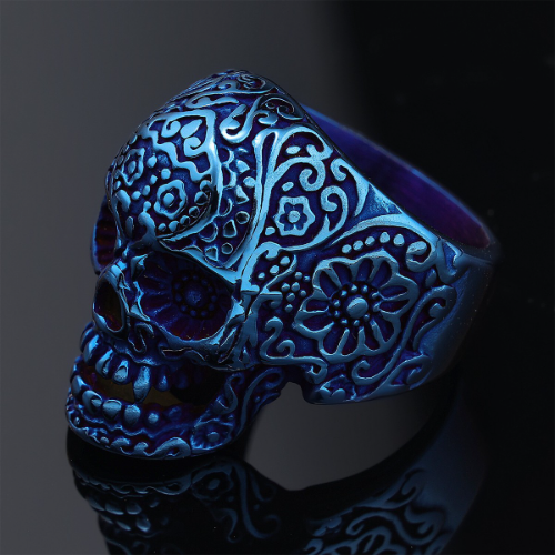 Anillo de hombre con diseño acero azul