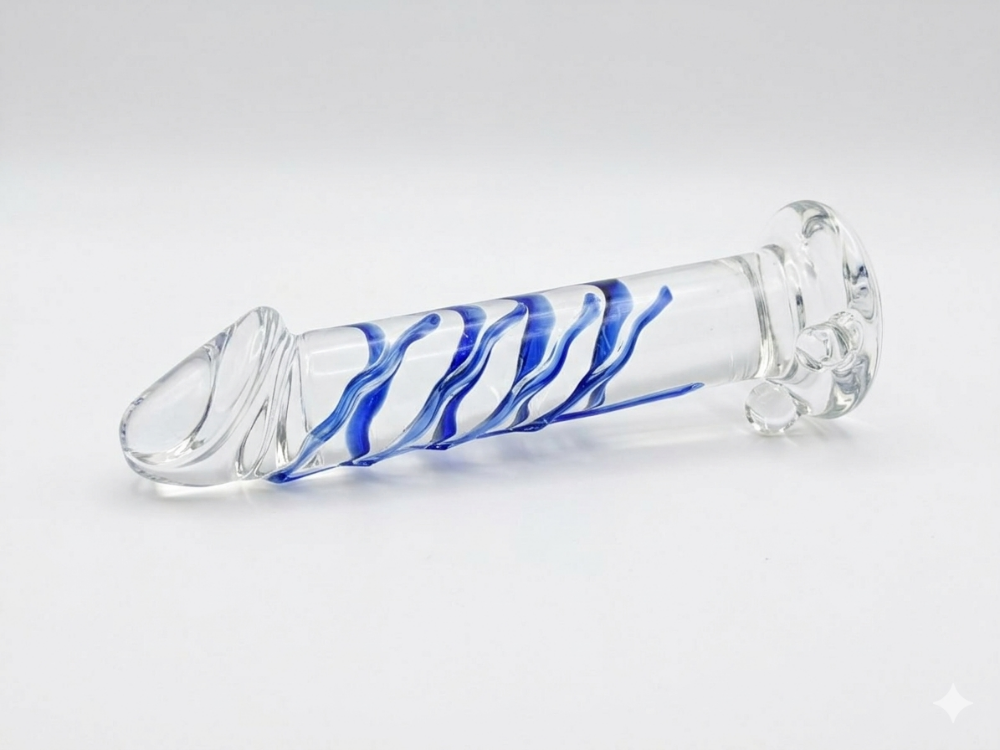 DILDO DE CRISTAL CON AZUL