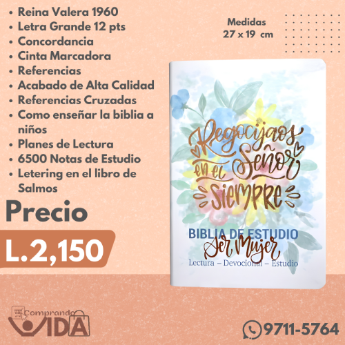 Biblia de Estudio Ser Mujer Tapa Flores
