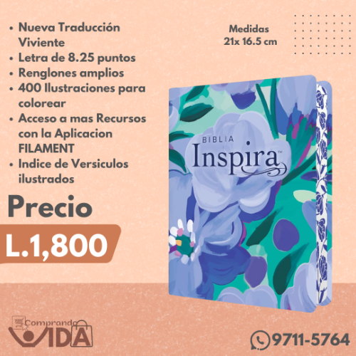 Biblia Inspira Sentil Ramo Azul Letra Grande