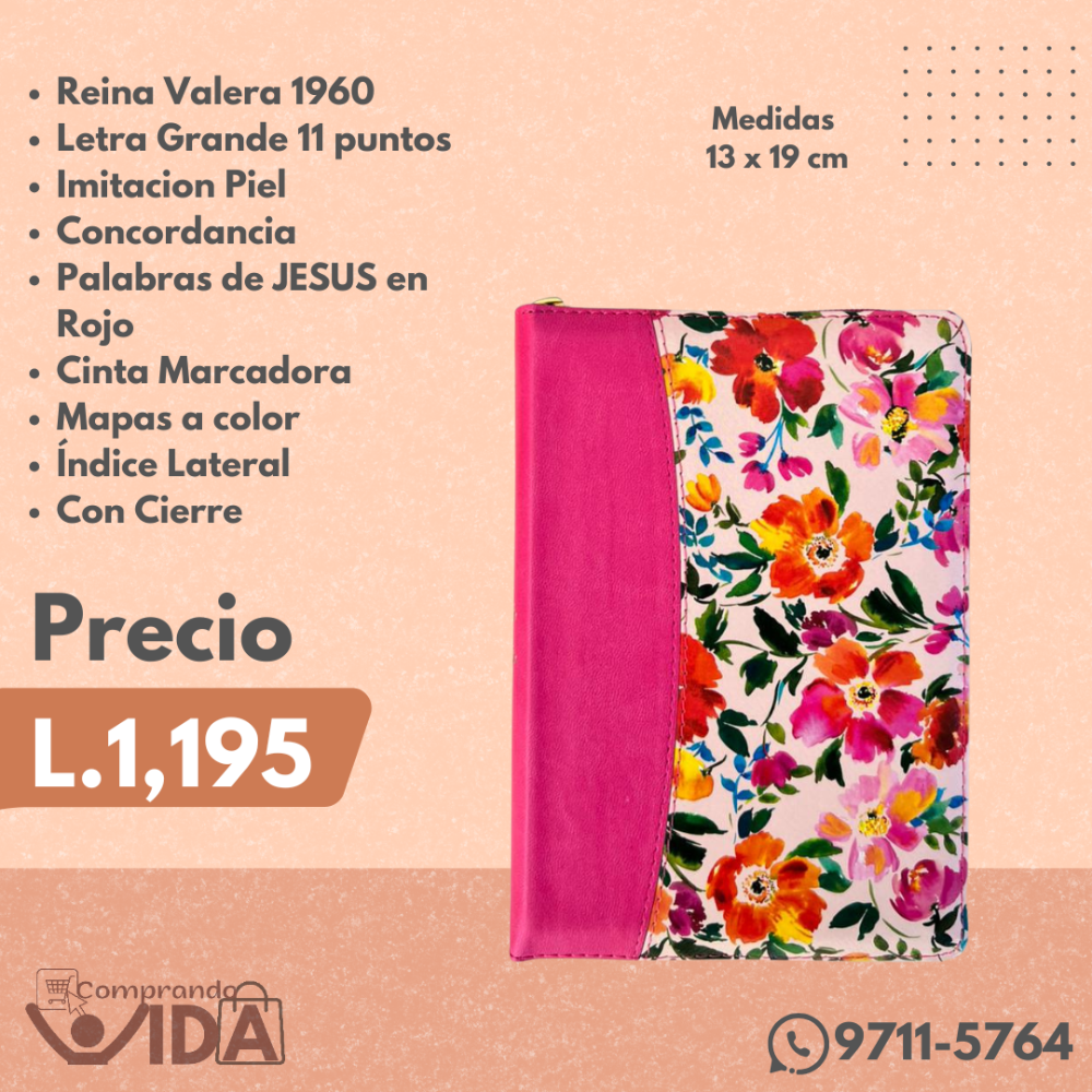 BIBLIA COMPACTA FUCCIA FLORAL 11 PT