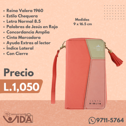 Biblia Chequera Coral Beige