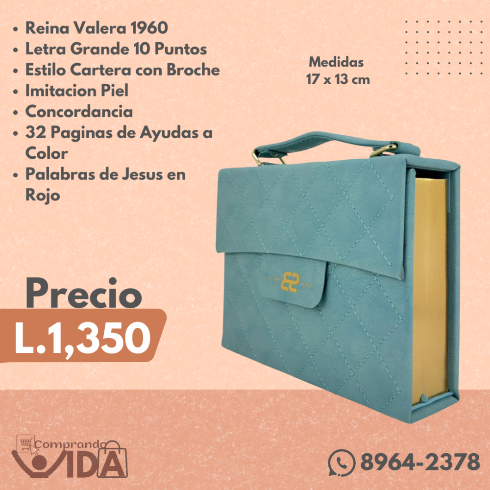 BIBLIA CARTERA TURQUESA