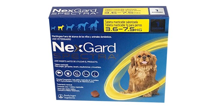 NexGard SPECTRA 3.6 a 7.5 Kg (7.92 a 16.5 Lbs)