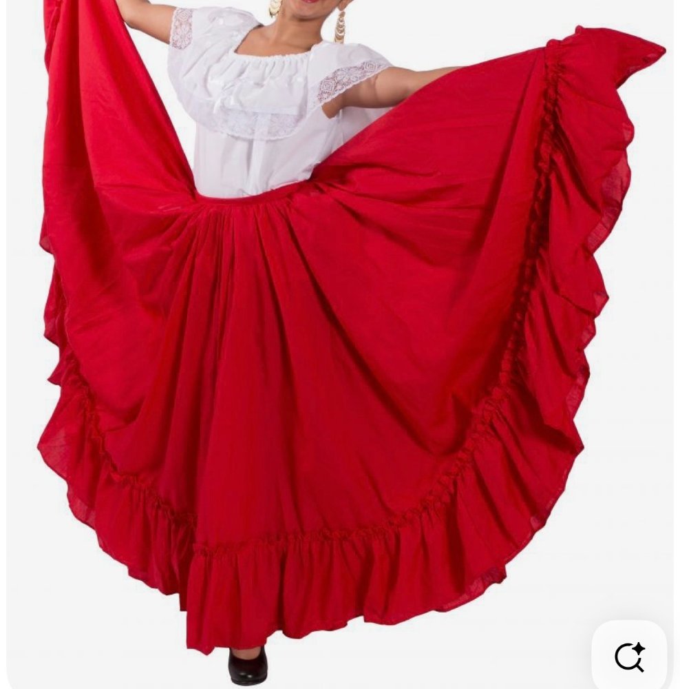 FALDA PLATO CON VUELO COLOR ROJO, TELA BYSTRETCH, TALLAS S-M-L-XL