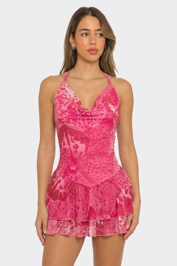 Vestido Mini Mesh Pink Blossom