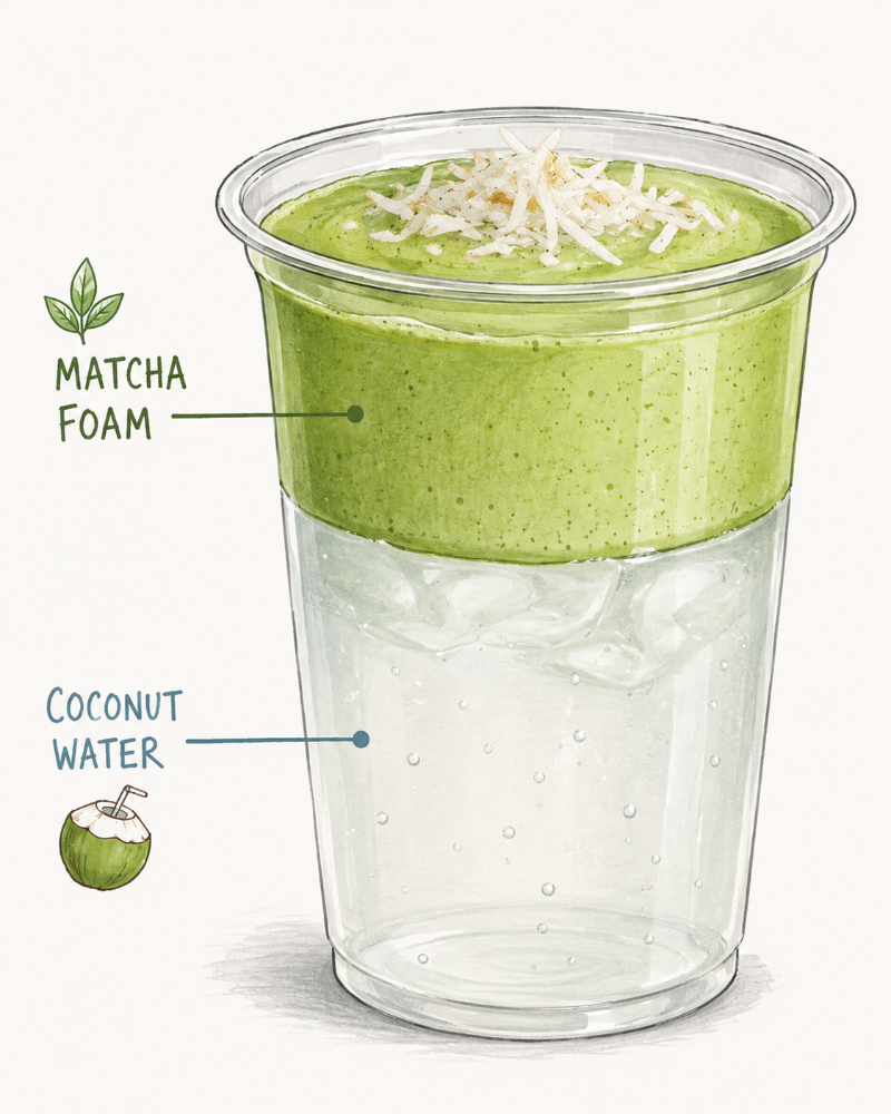 Coconut matcha foam