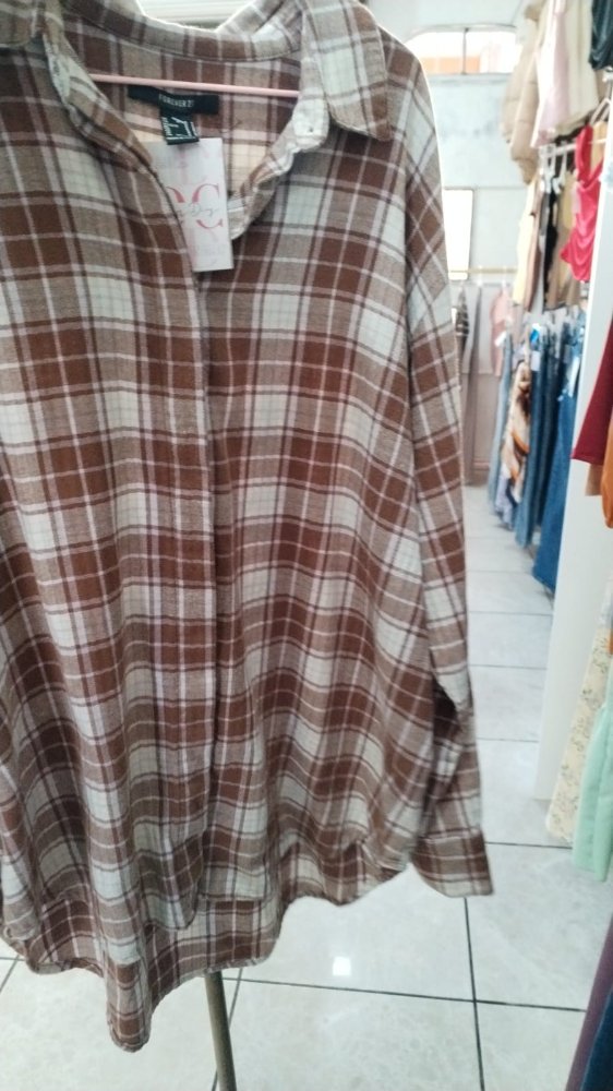 BLUSA DE CUADROS CAFE