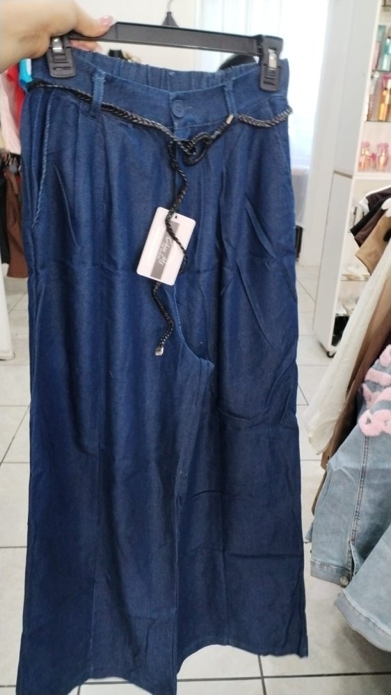 PANTALON DE LONA PALAZZO CON CINTURON
