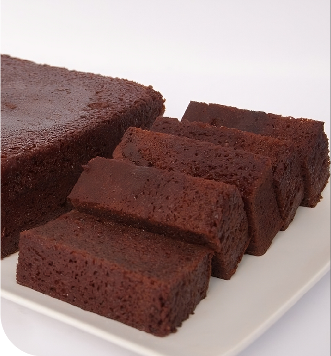 Bizcocho de Chocolate (16 porciones o 72 bocados)