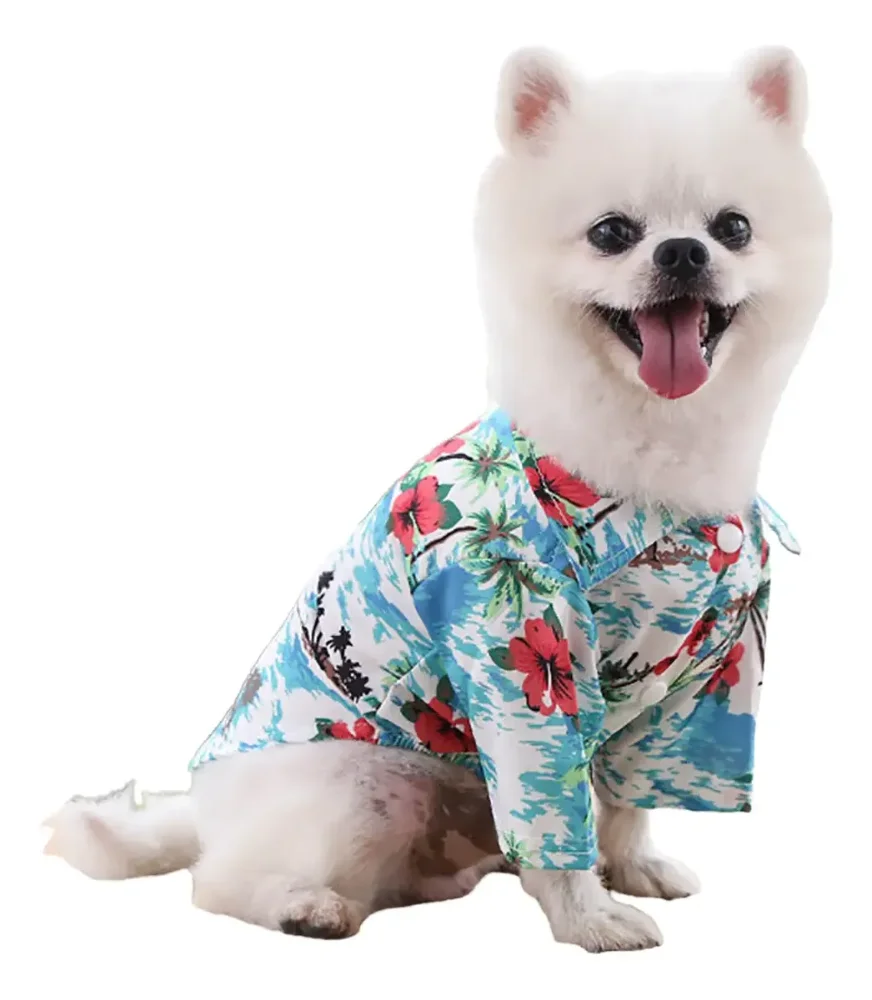 Camisa Perro Gato Pequeño Hawaiana Ropa Mascota de Algodón