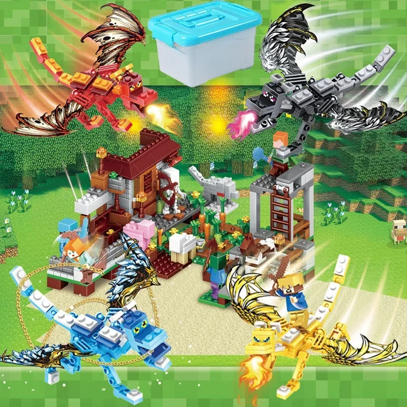 Juego de bloques armables My Wolrd - 01 - Dragones la incursión en la jungla incluye un cubo de almacenamiento y un desmontador